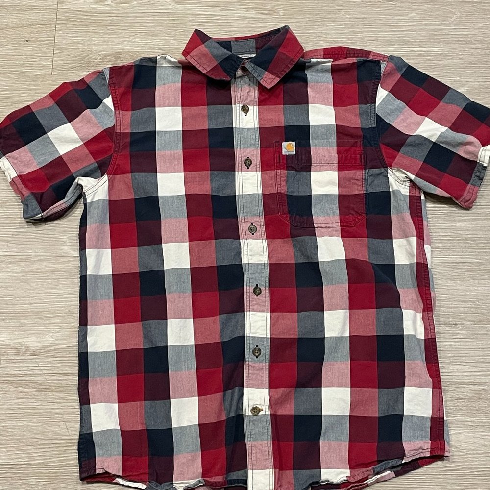 Like new Carhartt button down short sleeve shirt multicolored plaid